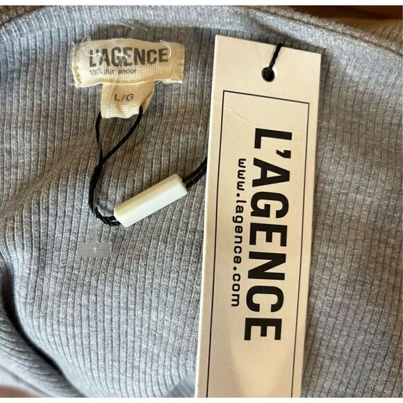 L’Agence Winona Ribbed Knit Long Sleeve Bodysuit in Heather Grey NWY Size Large - Picture 6 of 7